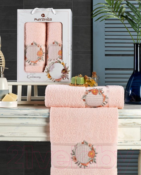 Изображение товара Набор полотенец Merzuka Ceremony 50x90/70x140 / 11776 (в коробке, пудровый)