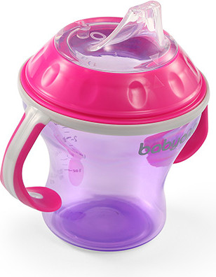 Изображение товара Поильник BabyOno Natural Nursing c мягким носиком 3м+ / 1456/02 (180мл, розовый/фиолетовый)