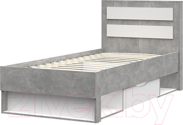 Изображение товара Каркас кровати Стендмебель Денвер КР 01 90x200 (белый/ателье светлое)