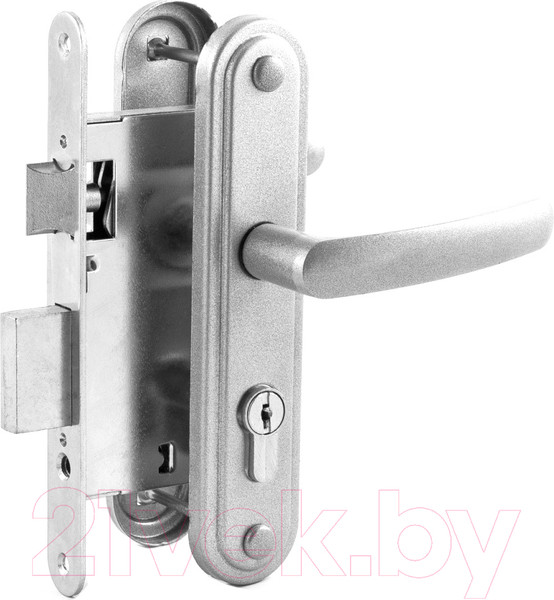 Изображение товара Замок врезной Металлист Цилиндр ЗВ-4 С защелкой и ручками / ME0000000001074 (серебристый)