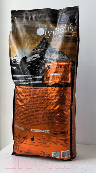 Изображение товара Сухой корм для собак Black Olympus Для взрослых крупных пород курица и индейка с бурым рисом (12кг)