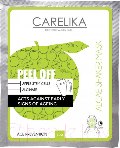 Изображение товара Маска для лица альгинатная Carelika Peel Off Algae Shaker Mask Acts Against Early Signs Of Ageing (25г)