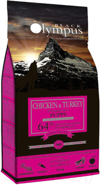 Изображение товара Сухой корм для собак Black Olympus Для щенков всех пород курица и индейка с бурым рисом (12кг)