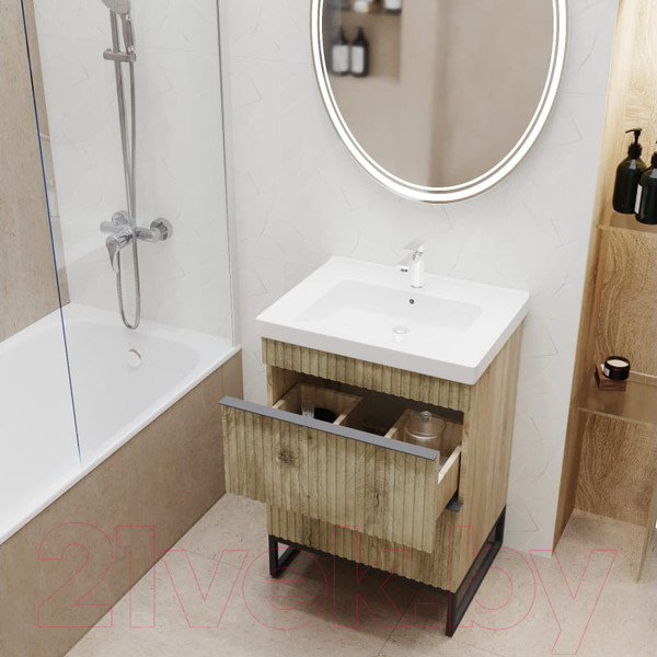 Изображение товара Тумба под умывальник Mixline Окленд 60 551717 (дуб мелфорд)