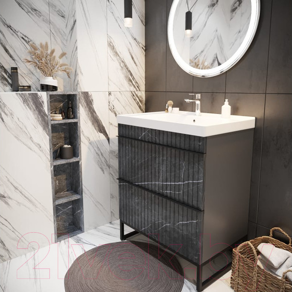 Изображение товара Тумба под умывальник Mixline Окленд 70 551729 (графит мрамор)