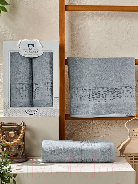 Изображение товара Набор полотенец Two Dolphins Kasmir 50x90/70x140 / 11820 (светло-серый, в коробке)