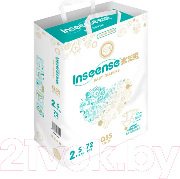 Изображение товара Подгузники детские Inseense Q5S S 4-8 кг / Ins72744 (72шт)