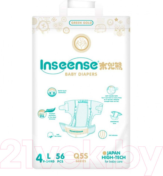 Изображение товара Подгузники детские Inseense Q5S L 9-14 кг / Ins72768 (56шт)