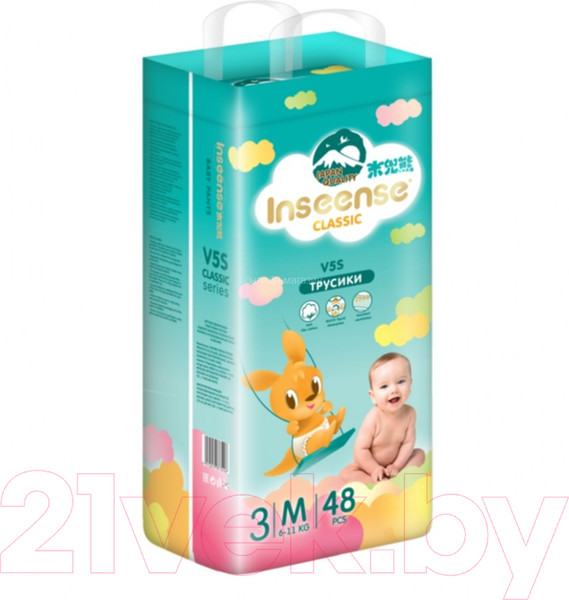 Изображение товара Подгузники-трусики детские Inseense Classic V5S M 6-11 кг / InsCV5SM48Emer (48шт)