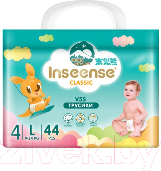 Изображение товара Подгузники-трусики детские Inseense Classic V5S L 9-14 кг / InsCV5SL44Emer (44шт)