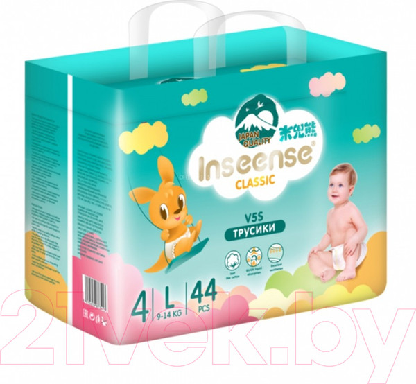 Изображение товара Подгузники-трусики детские Inseense Classic V5S L 9-14 кг / InsCV5SL44Emer (44шт)