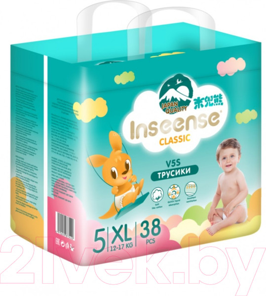 Изображение товара Подгузники-трусики детские Inseense Classic V5S XL 12-17 кг / InsCV5SXL38Emer (38шт)