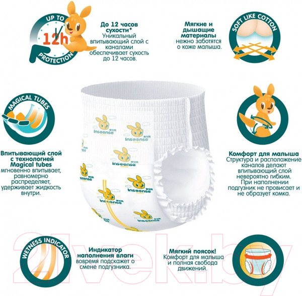 Изображение товара Подгузники-трусики детские Inseense Classic XL 12-17 кг / InsCXL44Blue (44шт)