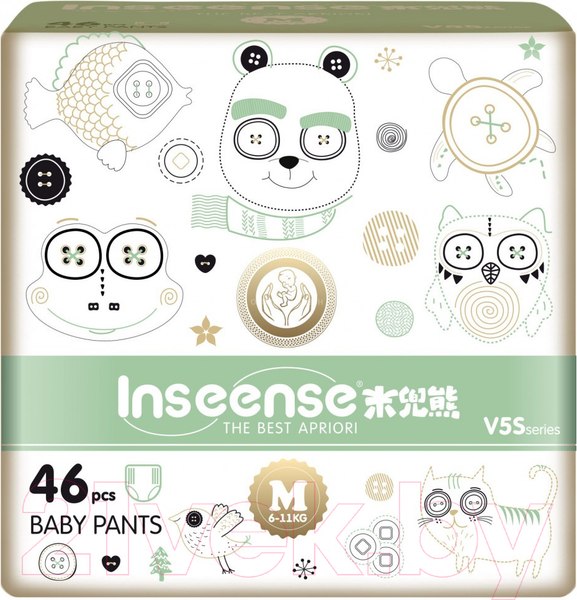 Изображение товара Подгузники-трусики детские Inseense V5S M 6-11кг / Ins46green (46шт)