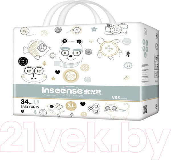 Изображение товара Подгузники-трусики детские Inseense V5S XL 12-17кг / Ins34green (34шт)