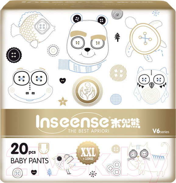 Изображение товара Подгузники-трусики детские Inseense Супертонкие V6 XXL 15+кг / Ins20gold (20шт)