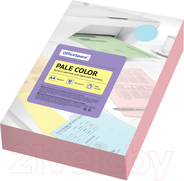 Изображение товара Бумага OfficeSpace Pale Color А4 / 356862 (500л, розовый)