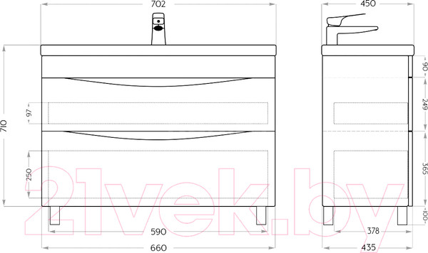 Изображение товара Тумба под умывальник Axus Смайл 70