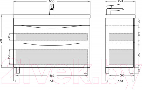 Изображение товара Тумба под умывальник Axus Смайл 80