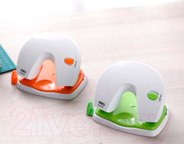 Изображение товара Дырокол Deli Vivid / 0123 (белый/оранжевый)