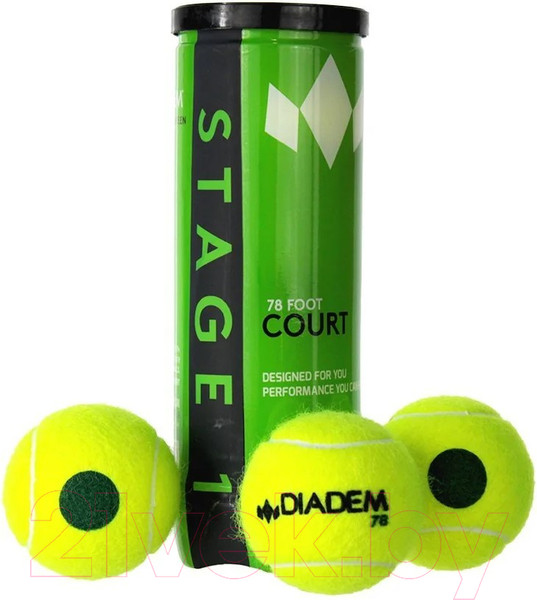 Изображение товара Набор теннисных мячей Diadem Stage 1 Green / BALL-CASE-GREEN (3шт)