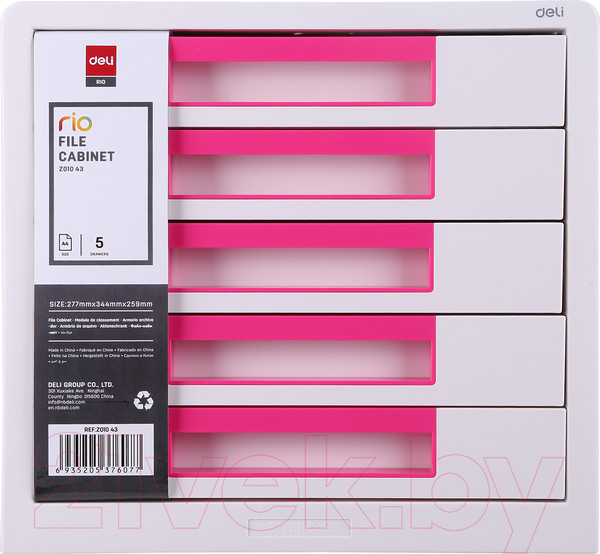 Изображение товара Лоток для бумаг Deli Rio / Z01043 (белый/розовый)