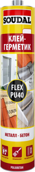 Изображение товара Клей-герметик Soudal Flex PU40 полиуретановый / 137855 (черный, 300мл)