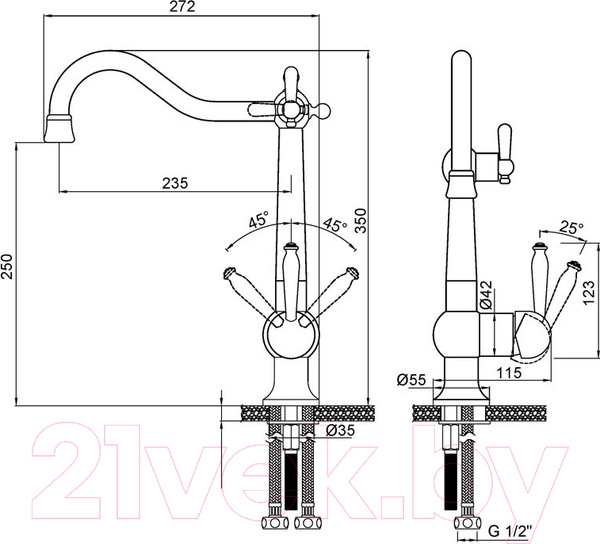 Изображение товара Смеситель Paulmark Retro Re213226-401 (антрацит)