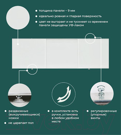 Изображение товара Экран для ванны Comfort Alumin Group Белый лак 150x50