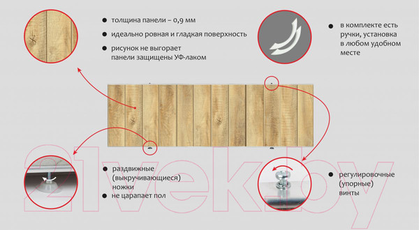 Изображение товара Экран для ванны Comfort Alumin Group Натуральное дерево 3D 120x50