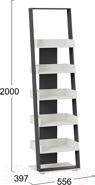 Изображение товара Стеллаж ТриЯ Тип 15 (дуб крафт белый/графит серый)