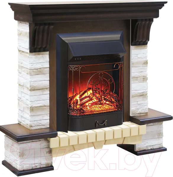 Изображение товара Каминокомплект Смолком Stone Montebello Corner + Majestic-s Lux BL LT (дуб антик)