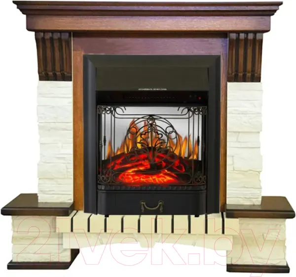 Изображение товара Каминокомплект Смолком Stone Montebello Corner + Majestic-s Lux BL LT (дуб антик)