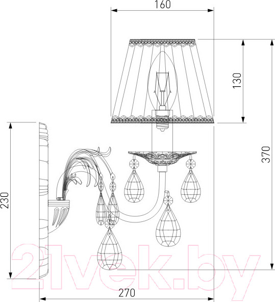Изображение товара Бра Евросвет Amelia 3637/1 (бело-золотой/прозрачный хрусталь)