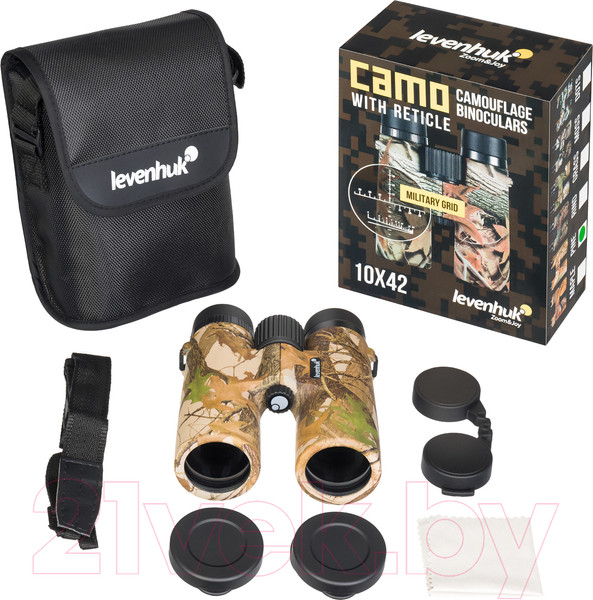 Изображение товара Бинокль Levenhuk Camo Pine 10x42 с сеткой