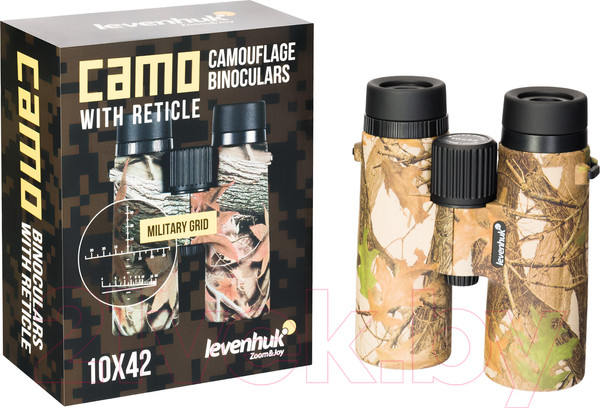 Изображение товара Бинокль Levenhuk Camo Pine 10x42 с сеткой