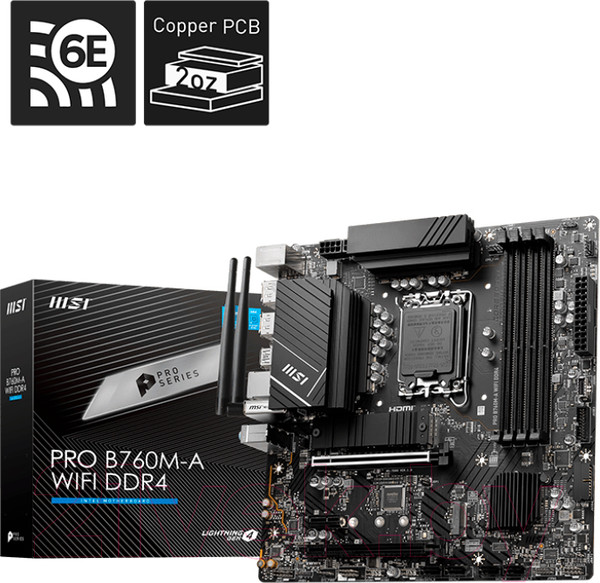 Изображение товара Материнская плата MSI Pro B760M-A WiFi DDR4