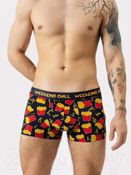 Изображение товара Комплект мужских трусов Mark Formelle 411124-2 (р.106-116, картошка на черном/черный)