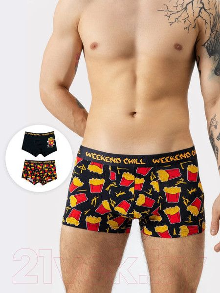 Изображение товара Комплект мужских трусов Mark Formelle 411124-2 (р.106-116, картошка на черном/черный)