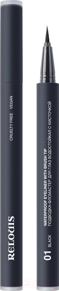 Изображение товара Подводка-фломастер для глаз Relouis Водостойкая с кисточкой 01 (черный)