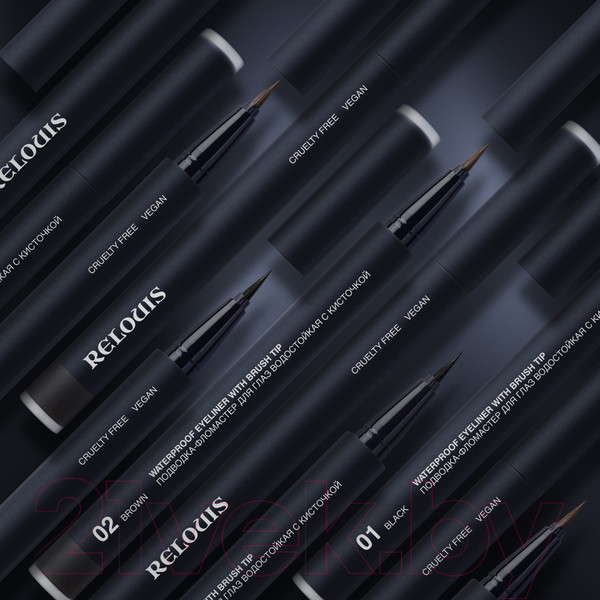 Изображение товара Подводка-фломастер для глаз Relouis Водостойкая с кисточкой 01 (черный)