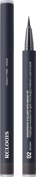 Изображение товара Подводка-фломастер для глаз Relouis Водостойкая с кисточкой 02 (коричневый)