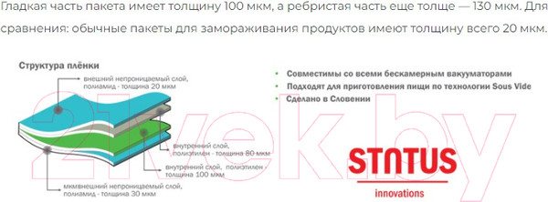 Изображение товара Набор вакуумных пакетов Status VB 20x28-100