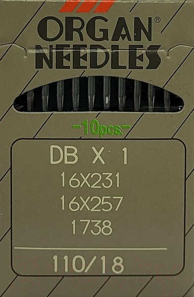 Изображение товара Набор игл для промышленной швейной машины Organ DBx1 110 ORG-10 (универсальные)
