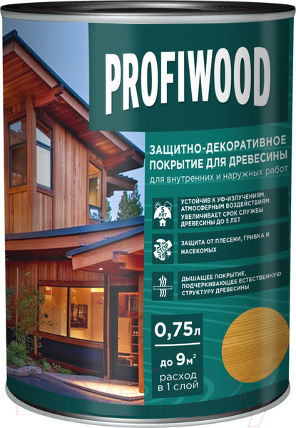 Изображение товара Защитно-декоративный состав Profiwood Для древесины (9л, орех)