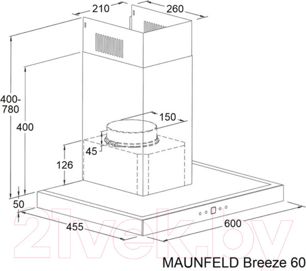 Изображение товара Вытяжка Т-образная Maunfeld Breeze 60 (нержавеющая сталь)
