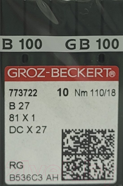 Изображение товара Набор игл для промышленной швейной машины Groz-Beckert DCx27 110 RG GB-10 (универсальные)