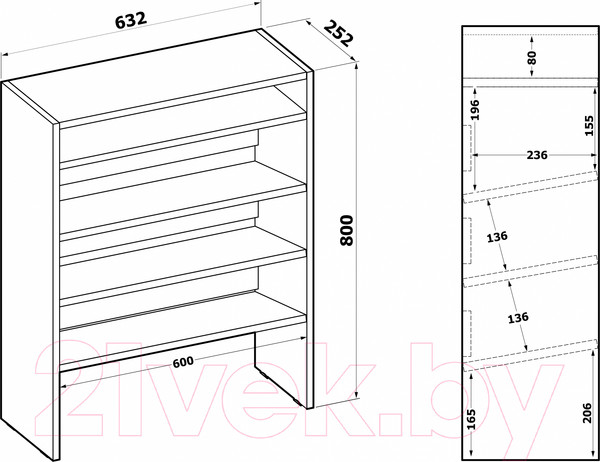Изображение товара Полка для обуви Сокол-Мебель ТО-32 (белый)
