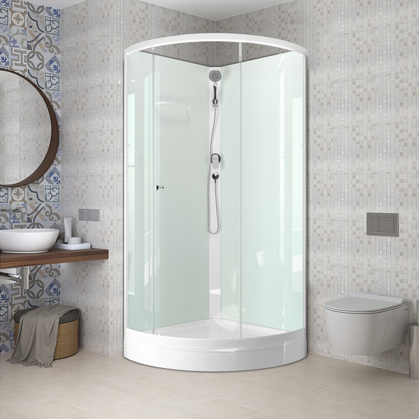 Изображение товара Душевая кабина Domani-Spa Simple 99 Eco / DS01EcSm99LWCl00-V1.2 (белый/прозрачное стекло)