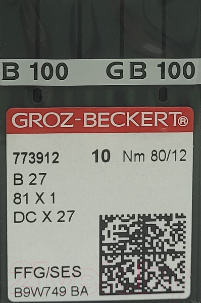 Изображение товара Набор игл для промышленной швейной машины Groz-Beckert DCx27 80 SES GB-10 (для трикотажа)